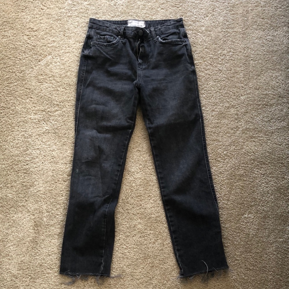 Free People Black Straight Leg Jeans